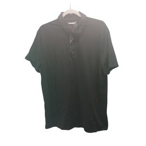 Express Mens Black Stretch Polo Shirt Size Large Short Sleeve Button Up Casual